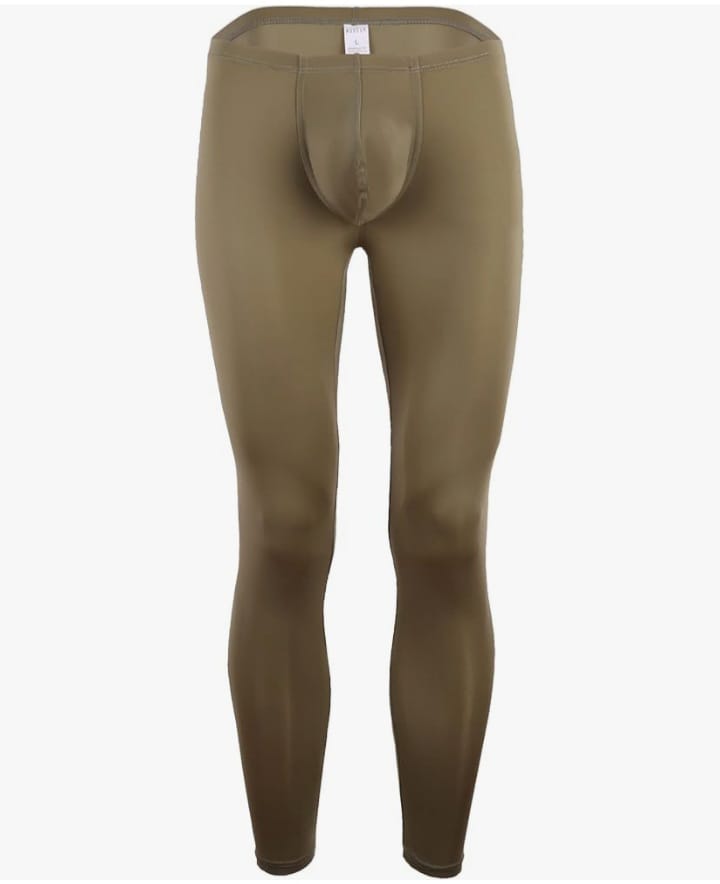 Men's Ice Silk Underwear Pants Low Rise Long John Leggings